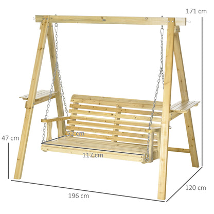 Houten Tuitschommel – Tuinbank Schommel – Buiten Schommel – Tweezits Schommel – Natuurlijke Houtvariant – Verstelbare Hoogte – Ergonomisch Comfort – 196x120x171 cm