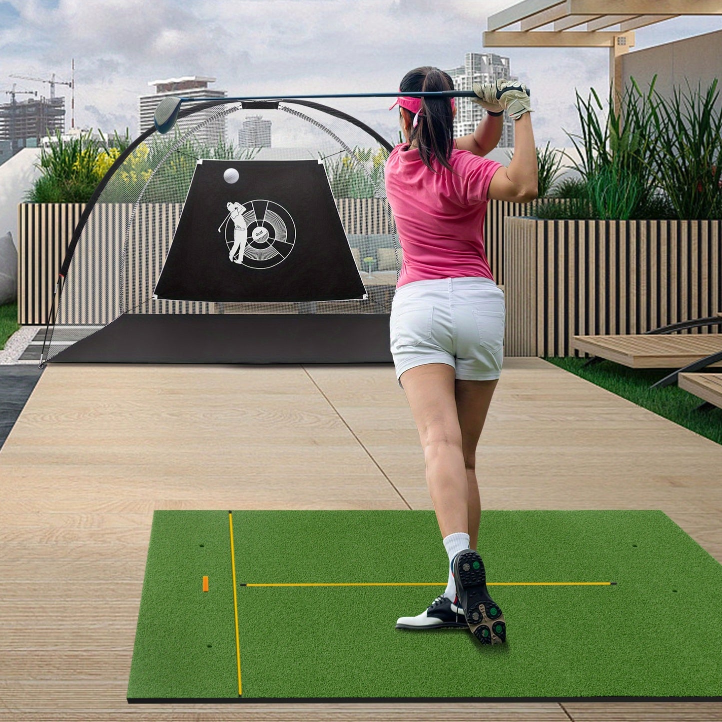 Golfmat – Golfoefenmat – Afslagmat – Putting Mat – Trainingsmat – Kunstgras Golfmat Met Uitlijnstokjes – Duurzaam EVA Materiaal – Geschikt Voor Binnen En Buiten