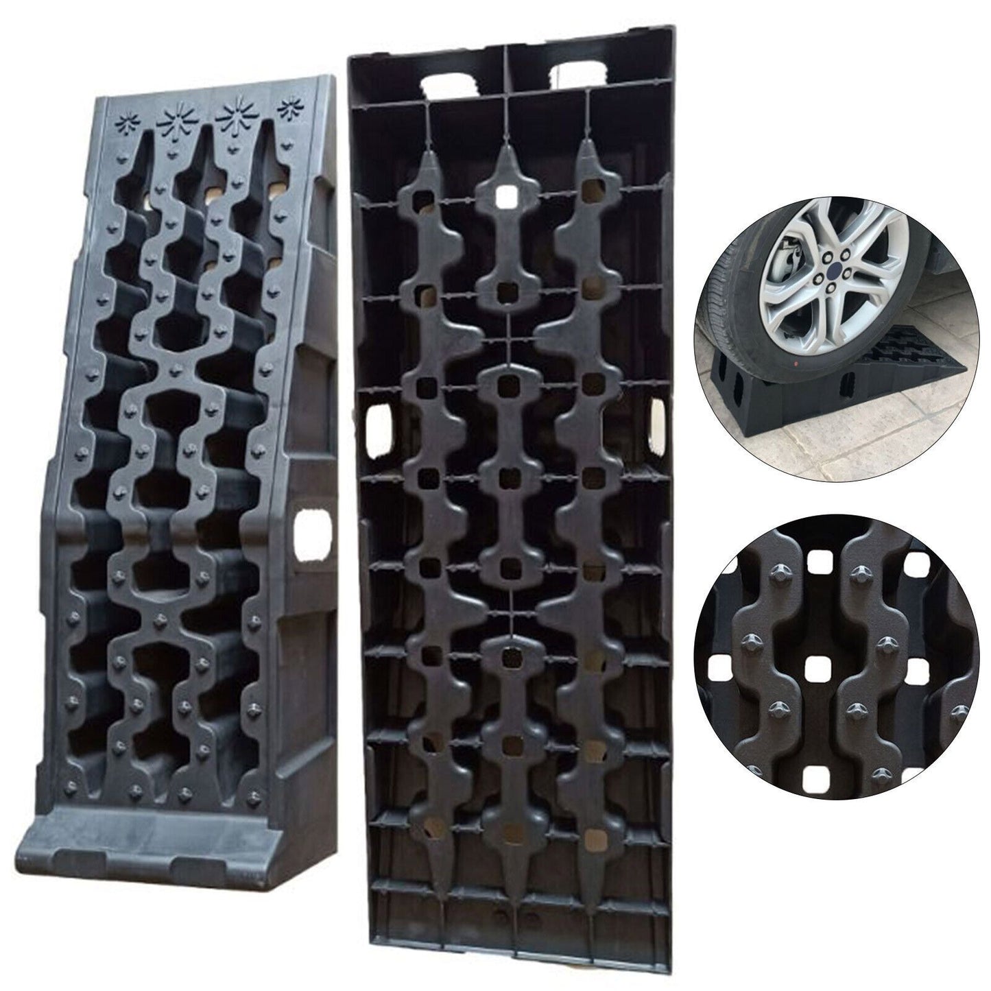 Oplaadbruggen – Oprijbrug – Oprijplaten – Drempelbrug – Autoliften – Antislip Plastic – Belastbaar Tot 7257 kg – Hefhoogte 17 cm