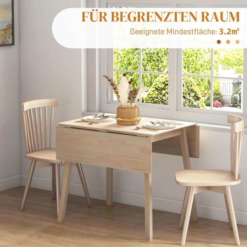 Uitklaptafel – Klaptafel – Vouwtafel – Eettafel – Uitschuiftafel – Ruimtebesparend Design – Massief Houten Blad Met Metaal