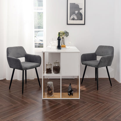 Eetkamerstoel – Stoel – Kuipstoel – Zitstoel – Dining Chair – Scandinavisch Design – Fluwelen Bekleding – Metalen Poten – Donkergrijs – 56x56x78 cm