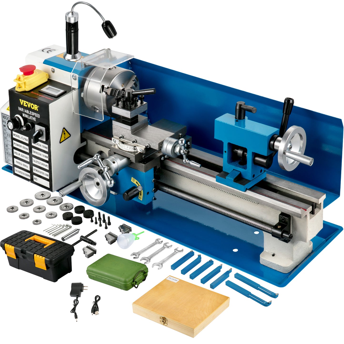 Draaibank – Metaalbewerking Machine – Mini Tore Draaier – Hobby Draaibank – Precisie Draaiklus – 7"x14" Compact Formaat – 550W Variabele Snelheid & Metalen Tandwielen