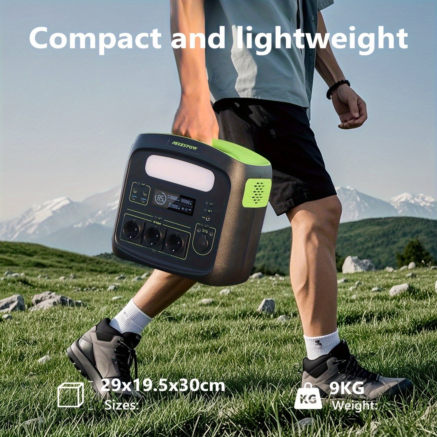Powerstation – Noodstroomvoorziening – Generator – Camping Accu – Mobiele Energiecentrale – 576Wh LiFePO4 Batterij – 700W Piekvermogen – Zuivere Sinusgolf AC Uitgangen – USB-C PD 100W Snelladen