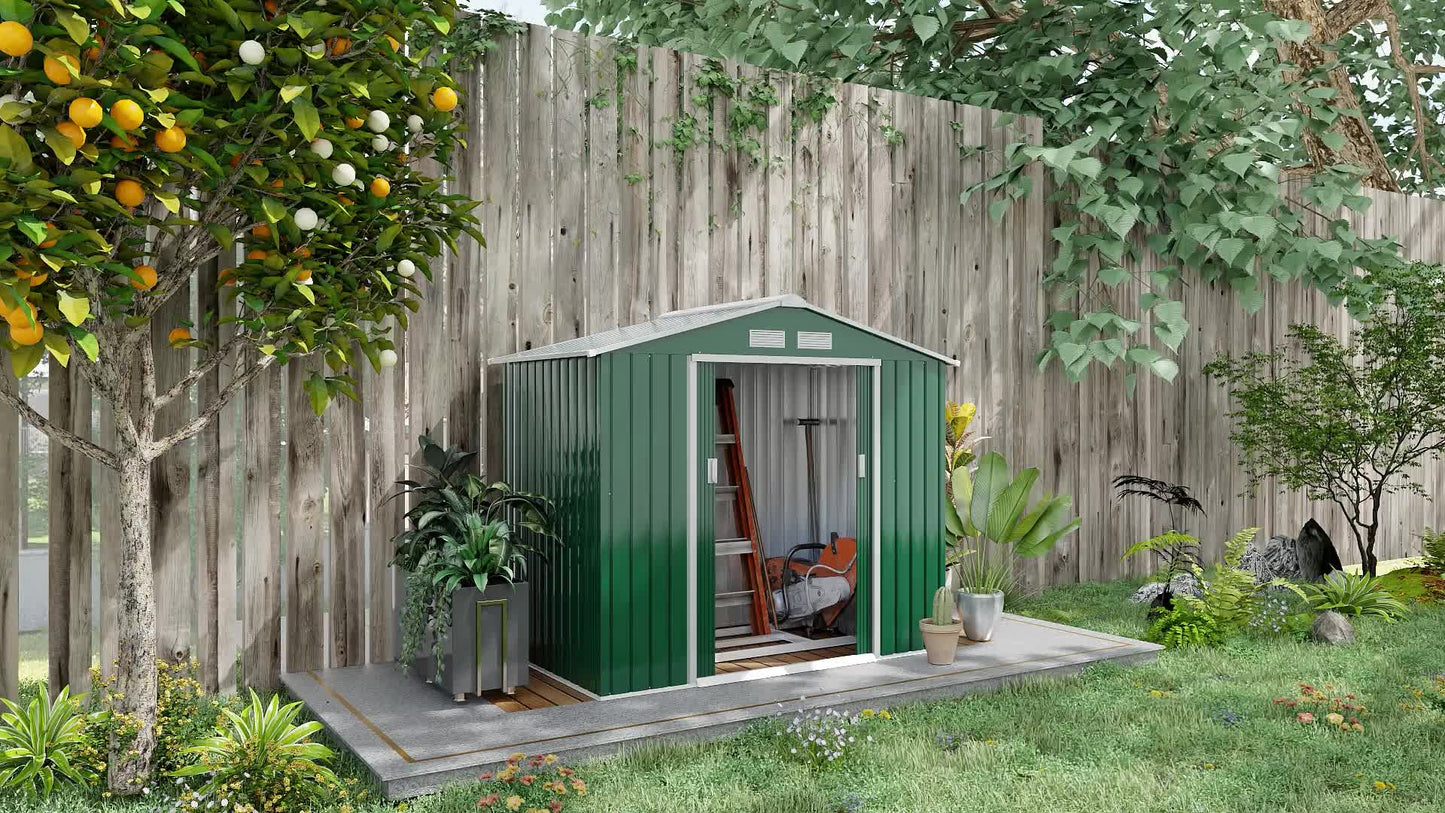 Tuinhuisje – Tuinschuur – Gereedschapsschuur – Tuinkast – Berging – Gegalvaniseerd Staal – 2,42 m² Opbergruimte – Dubbele Deuren met Hangslot