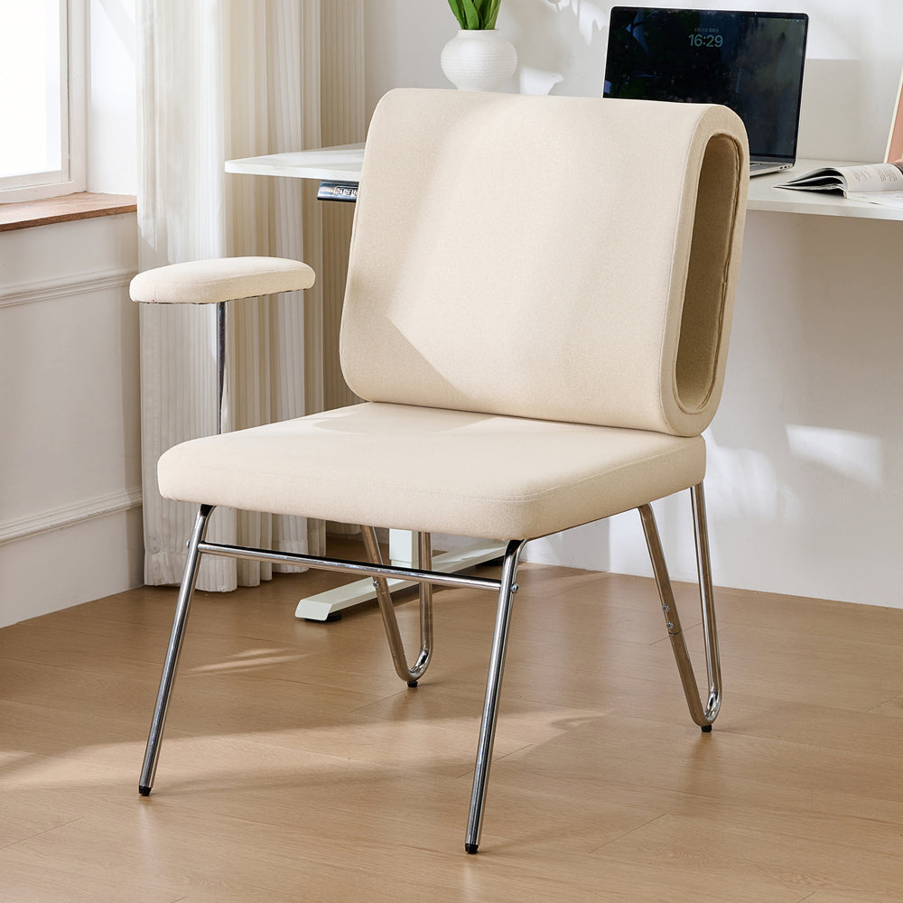 Ergonomische Bureaustoel – Bureaustoel met Kattenbed – Thuiswerkstoel – Bureaukruk – Werkstoel – Geïntegreerd Kattenbed – Krasbestendige Stof – Stalen Frame & Houten Poten – Beige