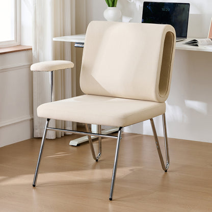 Ergonomische Bureaustoel – Bureaustoel met Kattenbed – Thuiswerkstoel – Bureaukruk – Werkstoel – Geïntegreerd Kattenbed – Krasbestendige Stof – Stalen Frame & Houten Poten – Beige