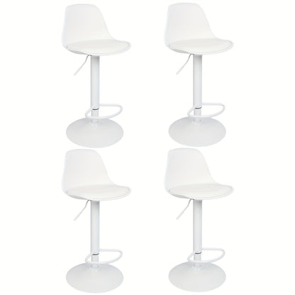 Barstoel – Barkruk – Barstoelen – Keukenstoel – Kruk – Set van 4 – Verstelbare Zithoogte 55-75 cm – PU-leer Bekleding met 360° Draaibare Zitting