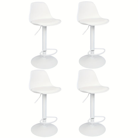 Barstoel – Barkruk – Barstoelen – Keukenstoel – Kruk – Set van 4 – Verstelbare Zithoogte 55-75 cm – PU-leer Bekleding met 360° Draaibare Zitting