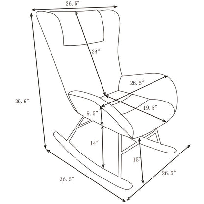 Schommelstoel – Schommelzetel – Relaxstoel – Lounge Stoel – Witte Teddy Velvet – Ergonomische Rugleuning – Stevige Kunsthouten Basis