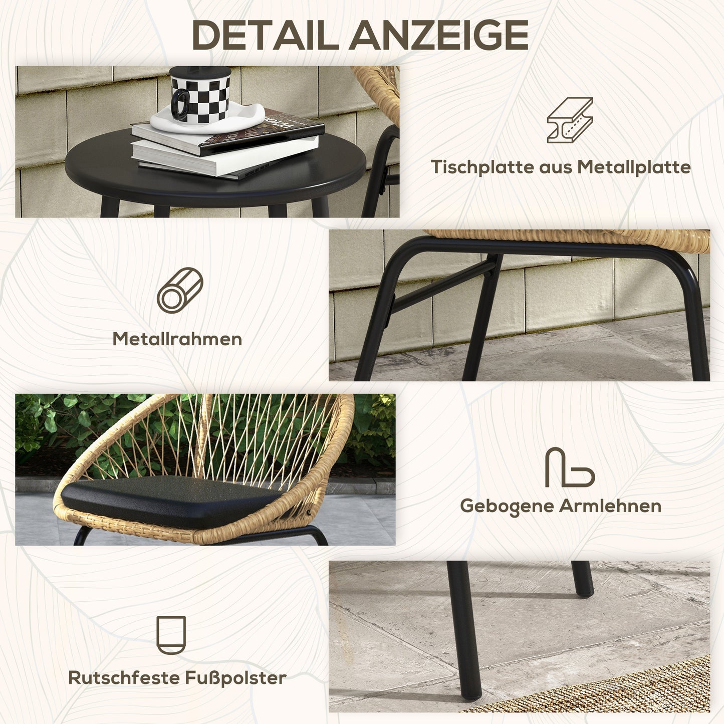 Rattan Loungeset – Tuinset – Bistroset – Balkonmeubilair – Buitenmeubilair – Geel – 2 Comfortabele Stoelen – Onderhoudsvriendelijk PE Rattan