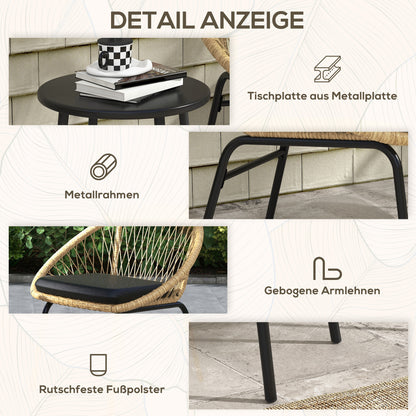 Rattan Loungeset – Tuinset – Bistroset – Balkonmeubilair – Buitenmeubilair – Geel – 2 Comfortabele Stoelen – Onderhoudsvriendelijk PE Rattan
