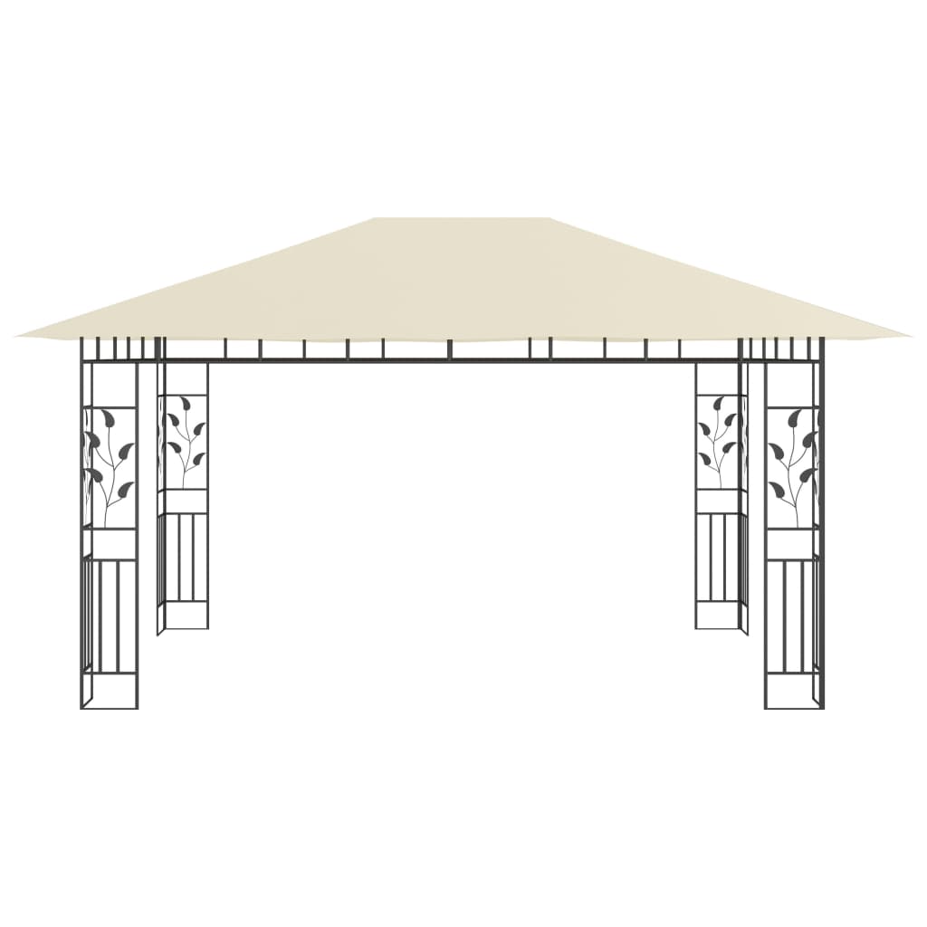 Zonnescherm – Tuinpaviljoen – Overkapping – Pergola – Prieel – 4x3 Meter – Stabiel Staalframe – Ingebouwde Lichtslinger