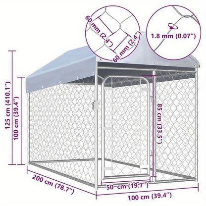 Outdoor kennel with roof for dogs 200x100x125cm suitable for small and medium dogs provides independent activity and resting space stable structure easy to install