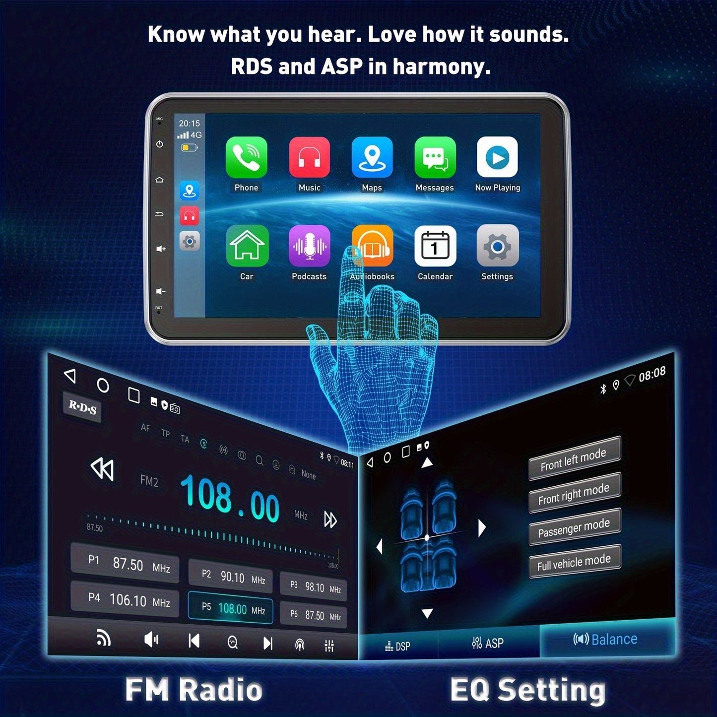 Android Autoradio – Multimedia Systeem – Auto Stereo – Touchscreen Radio – DAB+ Radio – 10,1 Inch IPS Scherm – Android 15 Systeem met Wireless CarPlay