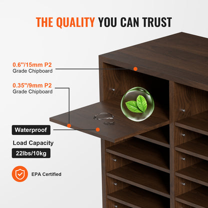 Houten Documenten Organizer – Bureau Sorter – Opbergkast – Postbak – Kantoor Organizer – 36 Vak Compartimenten – Verstelbare Legplanken – Duurzaam P2 Spaanplaat – 99,7x30,5x68 cm