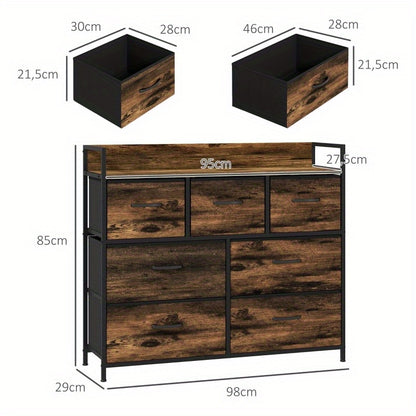 Ladekast – Dressoir – Opbergkast – Kommode – Kastje – 7 Lades – Stof Bekleding – Anti-Kantel Veilig