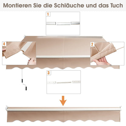 Zonnescherm – Zonwering – Terrasoverkapping – Balkonzonwering – Uitschuifbaar – Verstelbare Hoek 40-100° – 250x200 cm – Waterafstotend Aluminiumframe – Handbediening