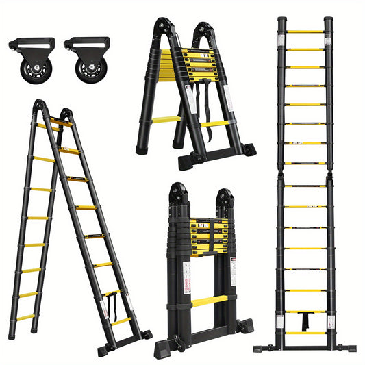 Telescopische Ladder – Uitschuifbare Ladder – Aluminium Ladder – Opvouwbare Ladder – Vouwladder – Lichtgewicht & Antislip – Max. Draagkracht 150 kg