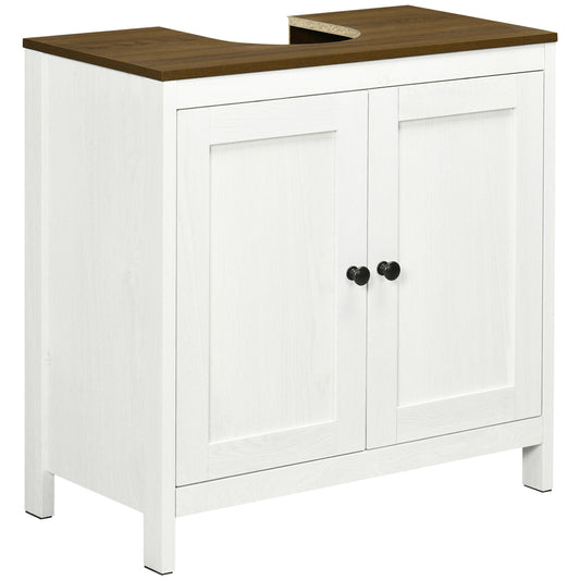 Badkamerkast Onder Wastafel – Onderkast Badmeubel Opbergkast Douchekast – Wit Houtlook – Compact 60x30x60 cm – Verstelbare Plank Stevig MDF