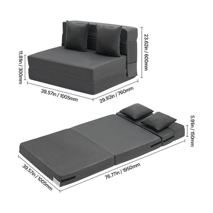Slaapbank – Bankbed – Klapbed – Opklapbed – Zitbank – Donkergrijs – 3-in-1 Ontwerp – Hoogwaardig Schuim