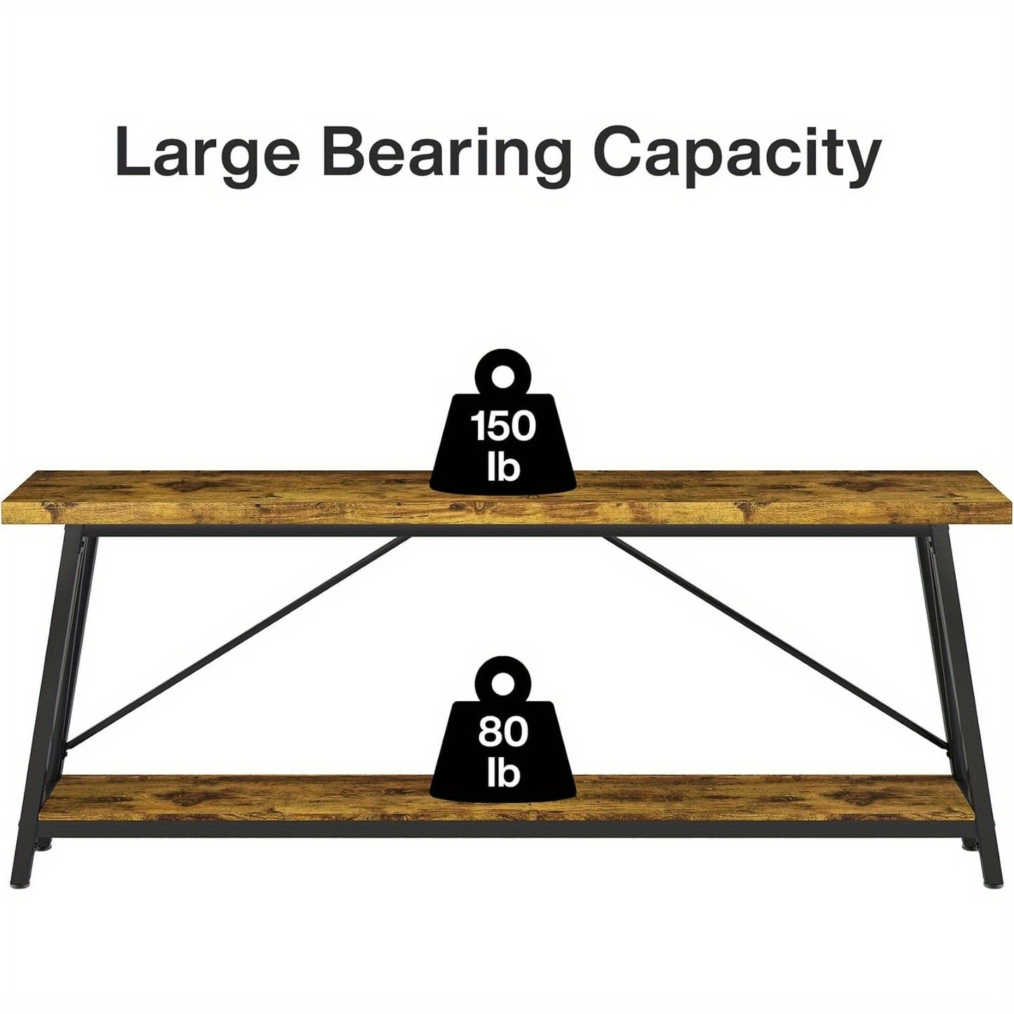 Sofa Tafel – Bijzettafel – Sidetable – Console Tafel – Haltafel – Extra Lang 180 cm – Industrieel Rustiek Bruin – Metalen Frame & Houten Blad – Ruimtebesparend Ontwerp