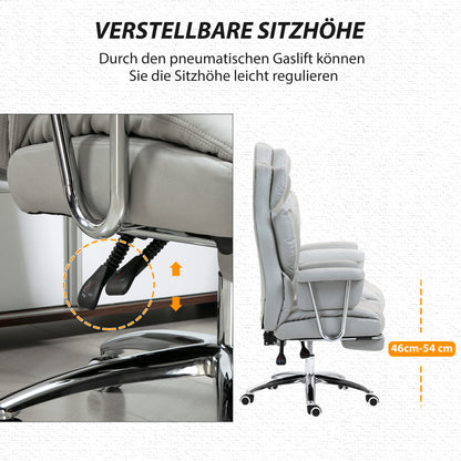 Bureaustoel – Office Chair – Ergonomische Stoel – Draaistoel – Kantoorstoel – Verstelbare Rugleuning Tot 135° – In Hoogte Verstelbaar Met Voetensteun – Lichtgrijs – Max. 120 kg