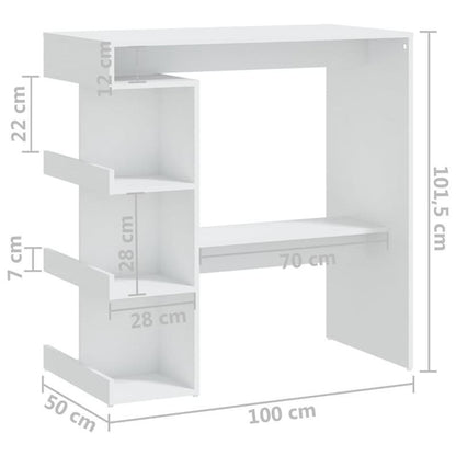 Witte Houten Bar – Bartafel – Barmeubel – Drinktafel – Tafelbar – Hardhouten Constructie – Inclusief Opbergrek