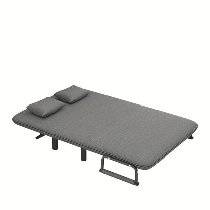 Slaapbank – Opklapbare Bank – Slaapbank Bed – Bedbank – Slaapfauteuil – Grijs – Verstelbare Rugleuning – Stevig Metalen Frame