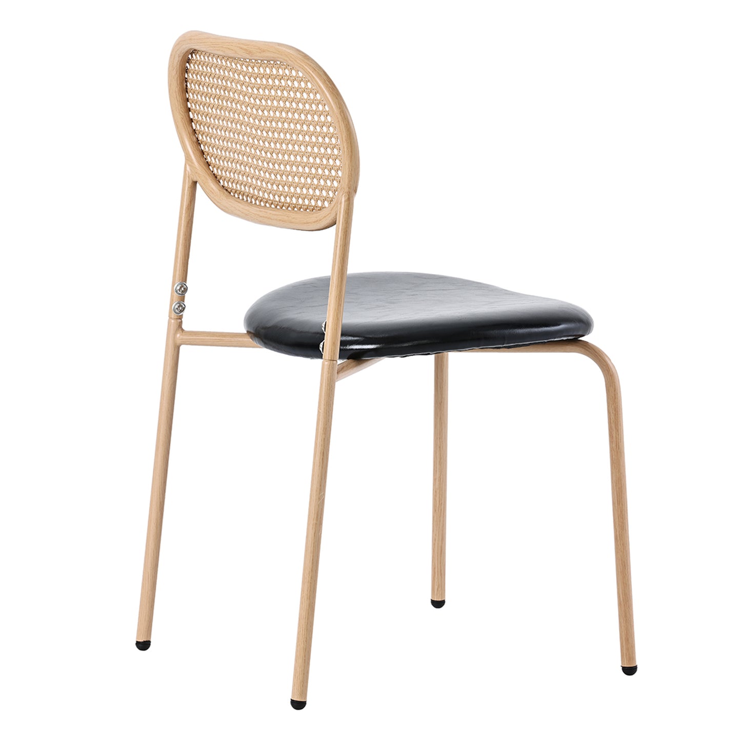 Merax 4-Piece Dining Chair Set, Modern Simple Leisure Chair with Four Metal Support Legs, Rattan Leisure Chair, Living Room and Bedroom Chair (Black+Brown)