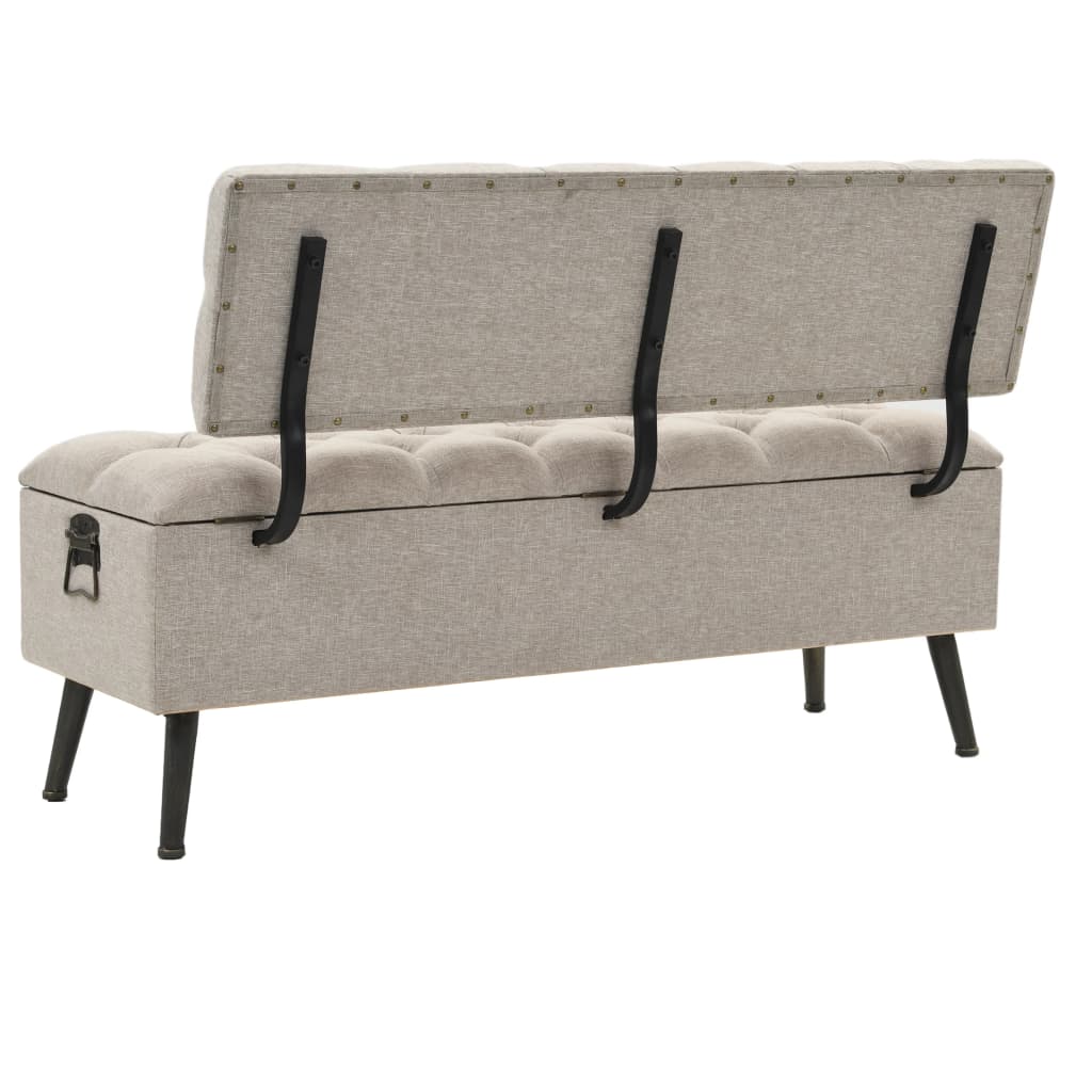 Opbergbank – Zitbank – Opbergkist – Halbank – Opbergmeubel – Kunstleren Bekleding – Hardhouten Frame – Rugleuning – Crème
