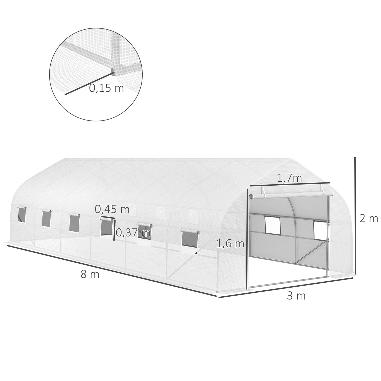 Kweekkas – Serre – Foliekas – Tuinkas – Moestuinkas – Grote Afmeting 24 m² – Stevig Gegalvaniseerd Stalen Frame