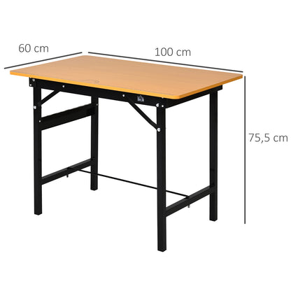 Werkbank – Klusbaantje – Werktafel – Opvouwbare Werkbank – Montagebank – Inklapbaar en Draagbaar – MDF Werkblad 100x60x75,5 cm Geel/Zwart