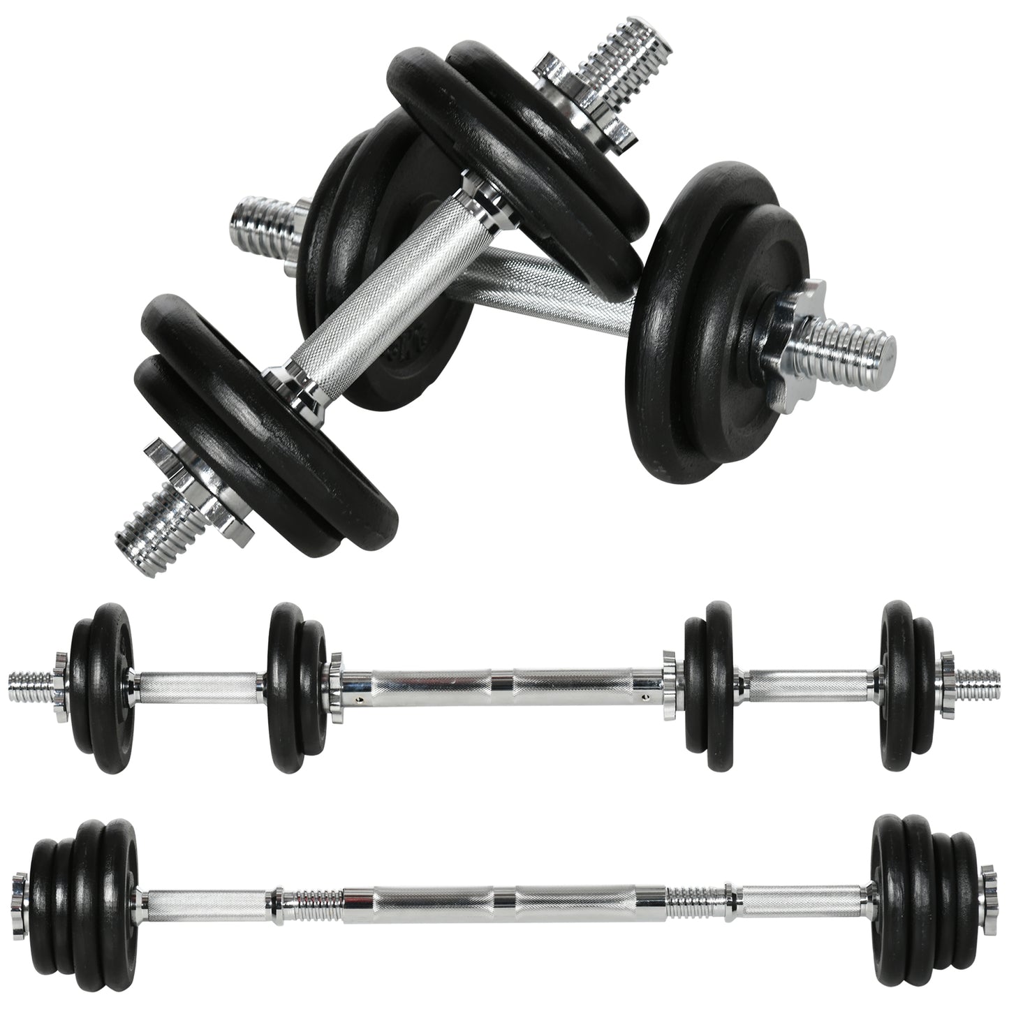 Dumbbell – Halter – Kettlebell – Gewicht – 2-in-1 Verstelbaar – 20 Kg Tot Gewicht – Roestvrij Staal – Zwarte Kleur