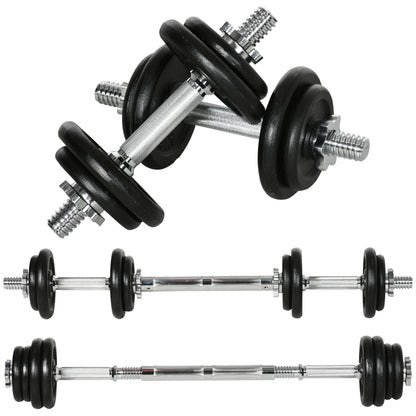 Dumbbell – Halter – Kettlebell – Gewicht – 2-in-1 Verstelbaar – 20 Kg Tot Gewicht – Roestvrij Staal – Zwarte Kleur