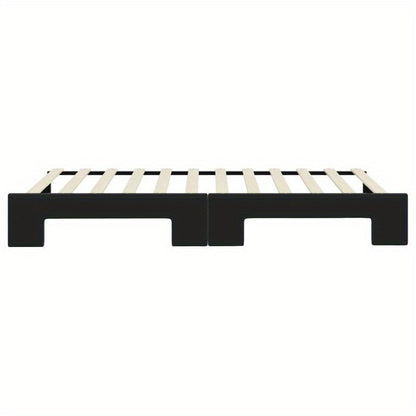 Bedbank – Slaapbank – Sofa – Logeerbed – Uitschuifbed – Zwart – 100x200 cm – Zachte Stof – Massief Houten Frame