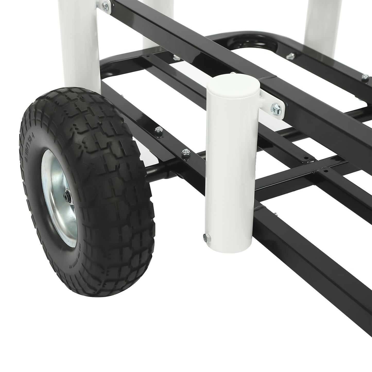 Vistuigwagen – Viswagen – Outdoor Kar – Viskar – Campingkar – Zwarte uitvoering – Hoogwaardig Koolstofstaal – Dubbele Rubber Wielen – 7 Hengelhouders – Antislip Handvat – Verstelbare Voorpoot voor Stabiliteit