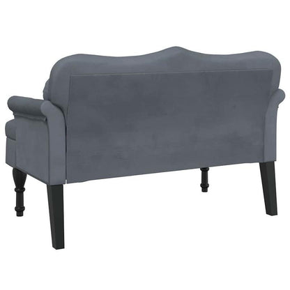 Multi-Persoons Bank – Zitelement – Sofa – Loveseat – Bankje – Donkergrijs Velvet – Hardhouten Frame – Comfortabele Kussens – 120,5x65x75 cm