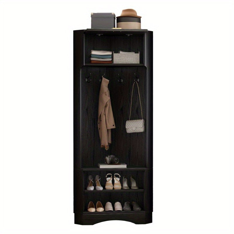 Kapstok – Wandkapstok – Garderobe – Jassenrek – Kapstok met Haken – Inclusief 4 Haken – Vouwbaar – Zwart Metaal – Ruimtebesparend – 53x53x180 cm