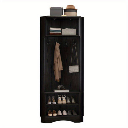 Kapstok – Wandkapstok – Garderobe – Jassenrek – Kapstok met Haken – Inclusief 4 Haken – Vouwbaar – Zwart Metaal – Ruimtebesparend – 53x53x180 cm