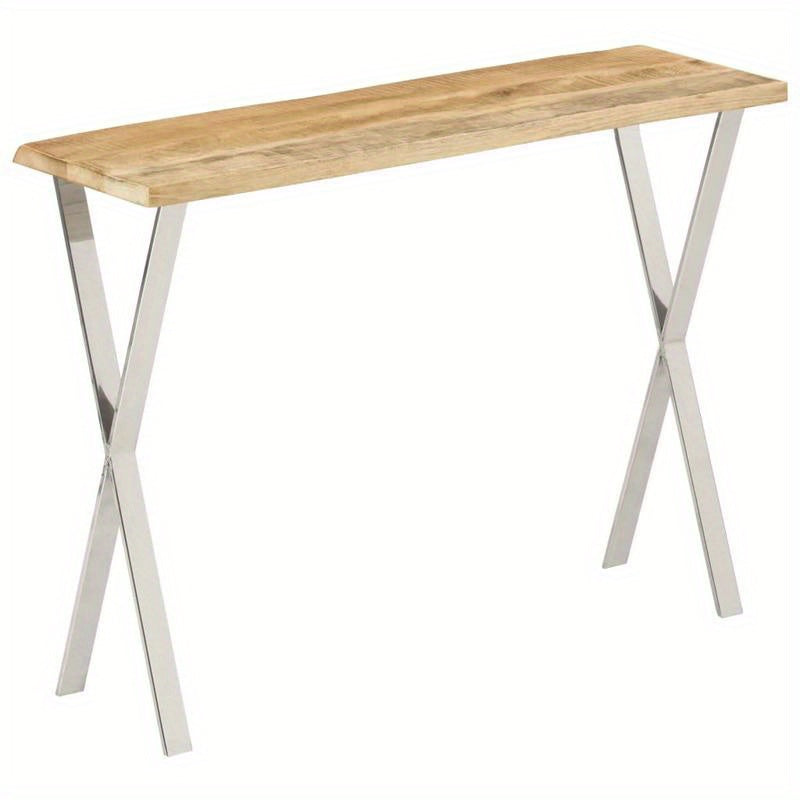 Wall Table with Natural Edge, Measuring 105X33X76 Cm, Made of Solid Mango Wood, Standing Shelf