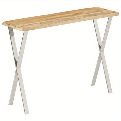 Wall Table with Natural Edge, Measuring 105X33X76 Cm, Made of Solid Mango Wood, Standing Shelf