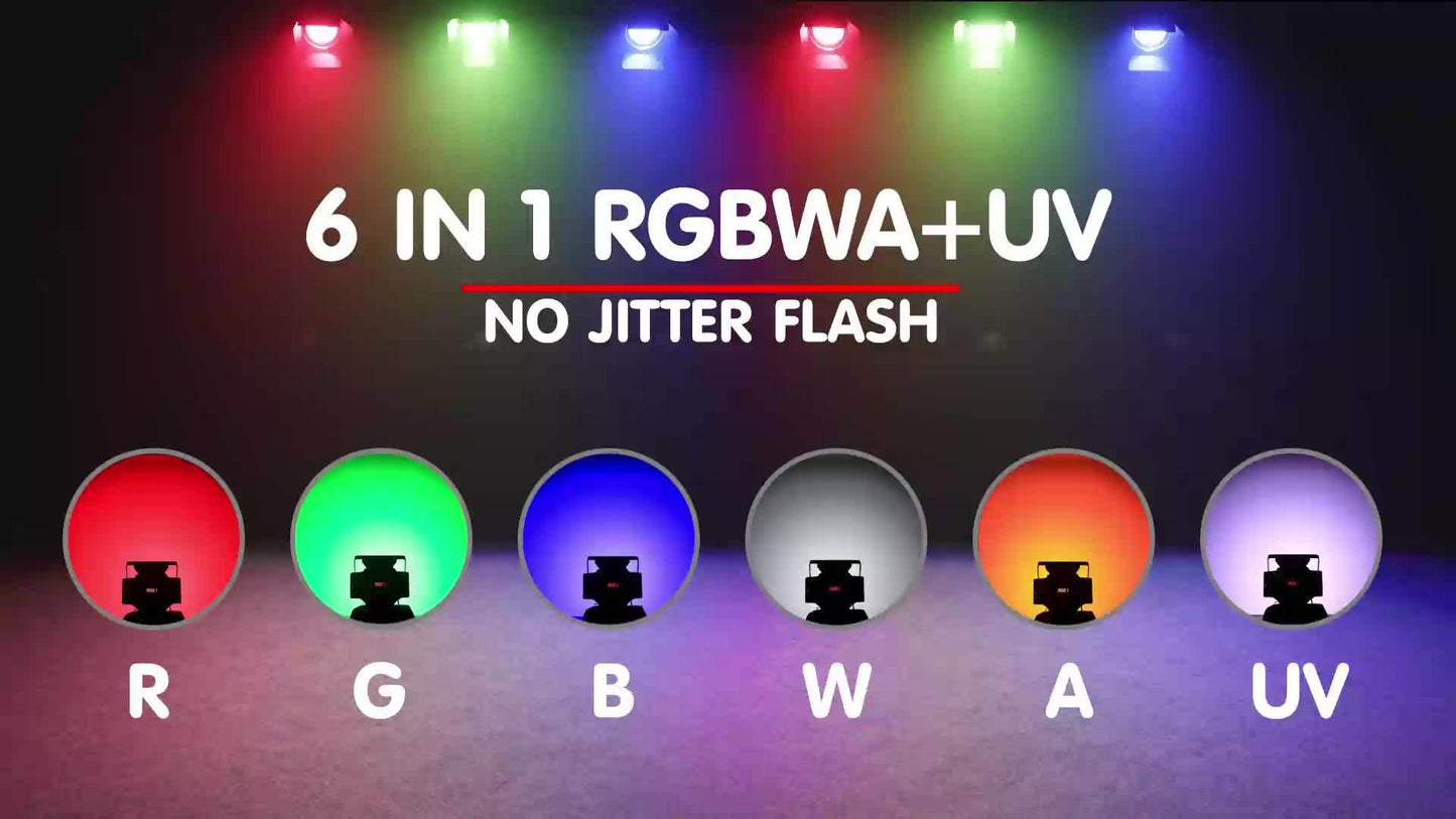 LED Stagelampen – Showspots – Podiumverlichting – DJ Lampen – LED Spots – 2-Pack 200W COB RGBWA+UV – DMX512 Met Barn Doors