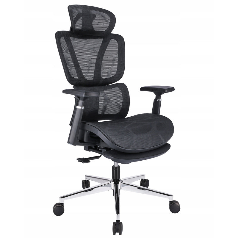 Fauteuil – Bureaustoel – Relaxstoel – Draaifauteuil – Werkstoel – Ergonomische Hoofdsteun – Verstelbare Voetensteun - Zwart
