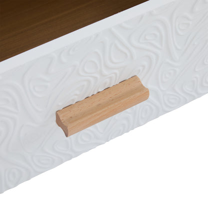 TV Meubel – TV Kast – TV Dressoir – Lowboard – TV Meubelen – Scandinavisch Design – 150x35x39 CM – Lichte Houtstructuur Met Witte Fronten