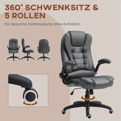Ergonomische Bureaustoel – Bureaustoel Met Hoge Rugleuning – Kantoorstoel – Werkstoel – Deskchair – Verstelbare Armleuningen – Stevig PVC Frame – Comfortabele Zithouding