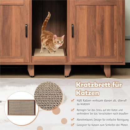 Kat Toilet Kast – Kattenbak Kast – Kat Huis Meubel – Krabplank Kast – Honden Meubel – 120x52x65 cm – Moderne Koffiekleur