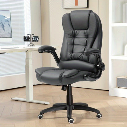 Ergonomische Bureaustoel – Bureaustoel Office Chair – Werkstoel – Draaistoel – Thuiswerkstoel – Verstelbare Zithoogte & Kantelfunctie – Kunstleren Bekleding Donkergrijs