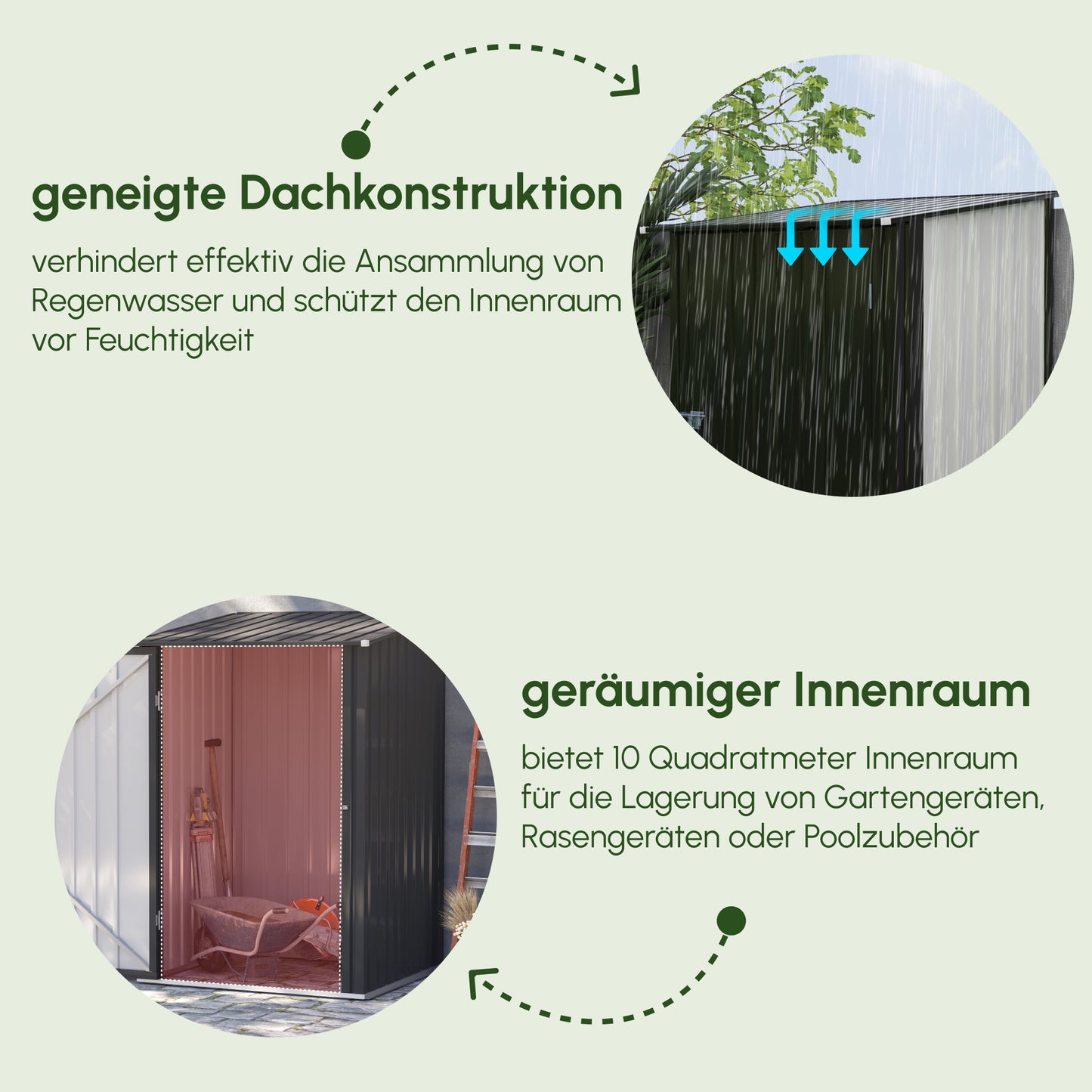 Tuinberging – Tuinschuur – Gereedschapsschuur – Tuinkast – Opbergschuur – Gegalvaniseerd Staal – Weerbestendig Coating – Afmeting 100x103x160 cm – Donkergrijs
