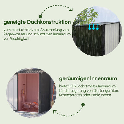 Tuinberging – Tuinschuur – Gereedschapsschuur – Tuinkast – Opbergschuur – Gegalvaniseerd Staal – Weerbestendig Coating – Afmeting 100x103x160 cm – Donkergrijs