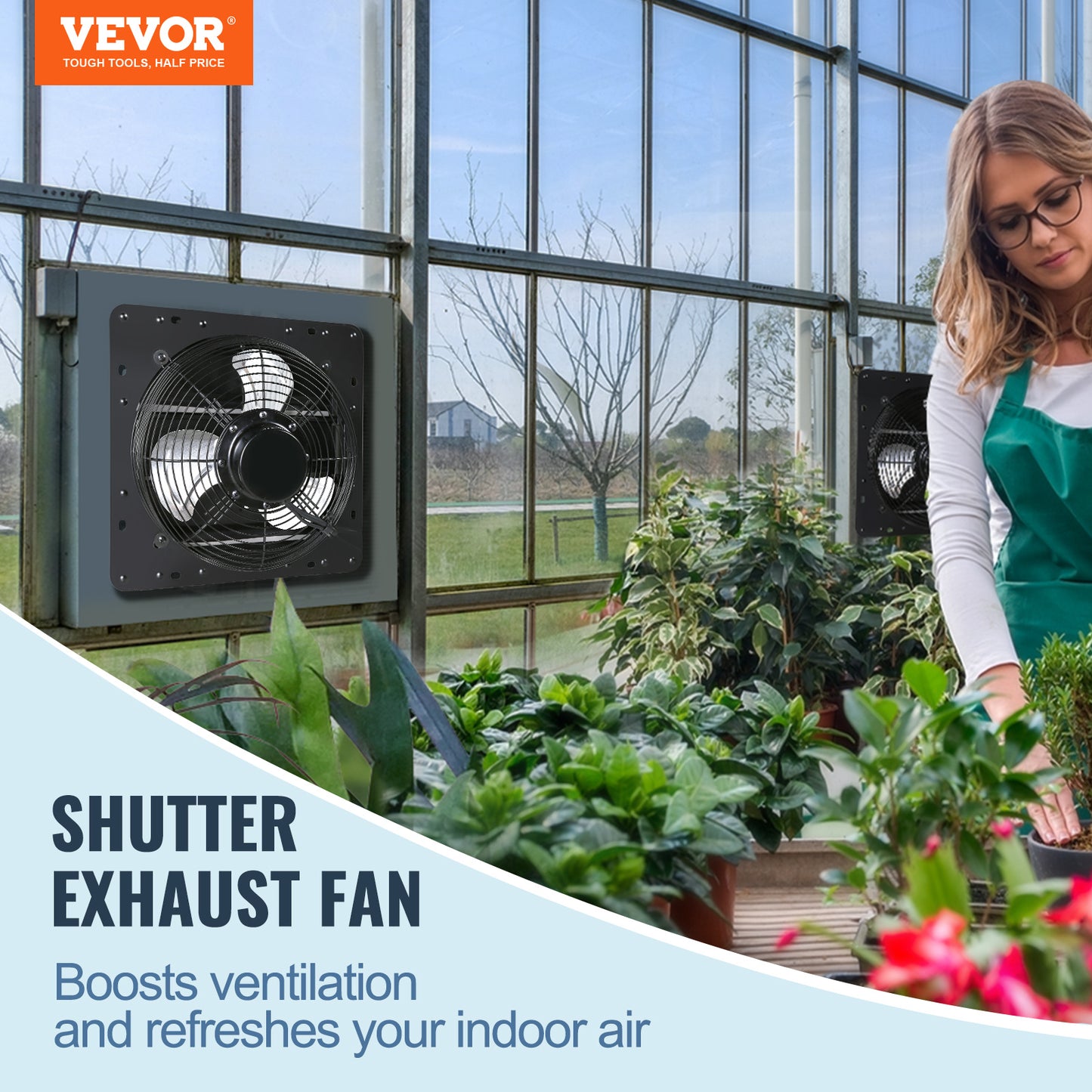 Wandafzuiger – Ventilator – Ventilatierooster – Afzuigventilator – Luchtververser – Volledig Metalen Behuizing – Instelbare Snelheid met Temperatuur- en Vochtigheidsregeling